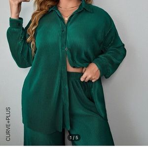 Green button down shirt
